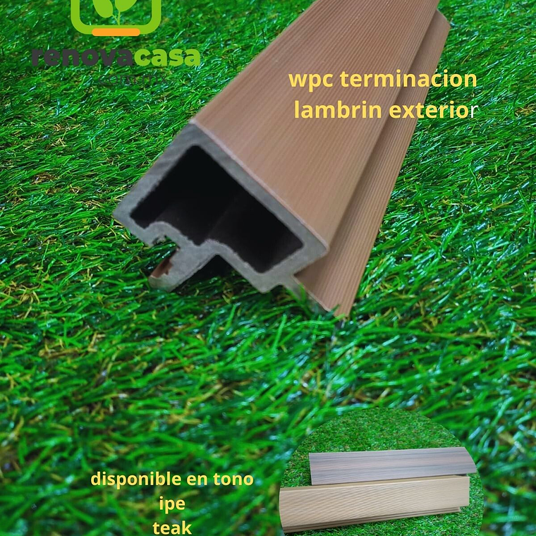 Moldura esquinero o terminación para lambrin exterior color Ipe - precio por pieza 1