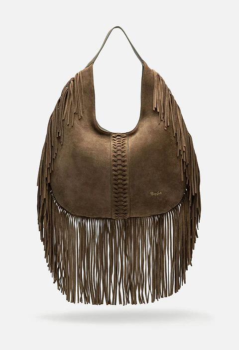Cartera De Gamuza Flecos Boho