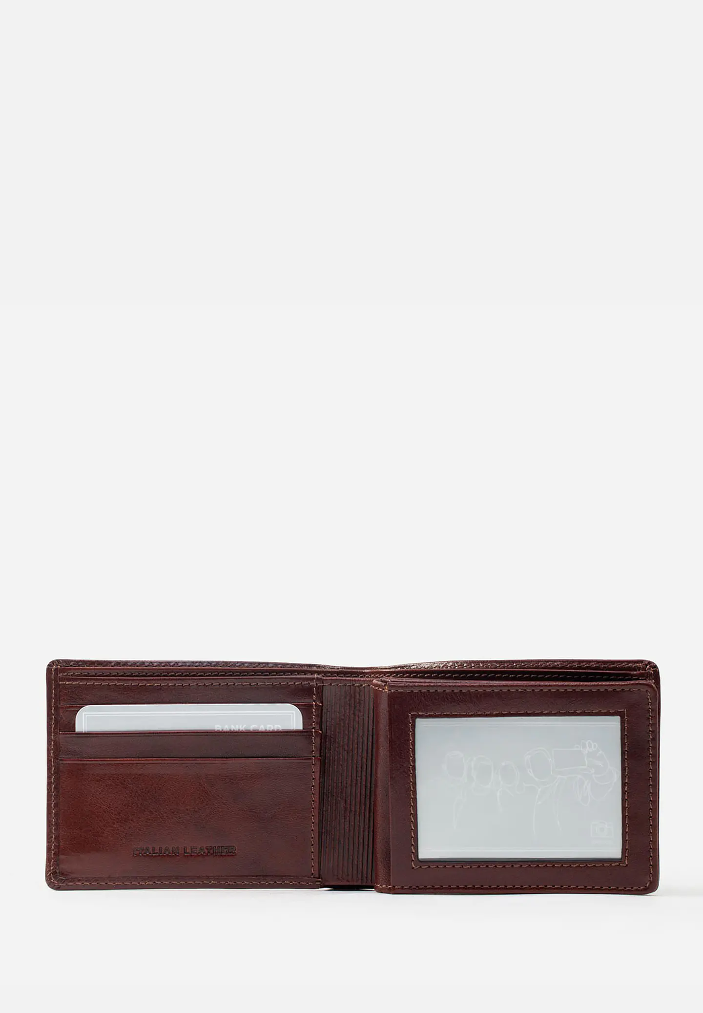 Billetera De Estilo Clásico Con Sencillera En Cuero Italiano 9