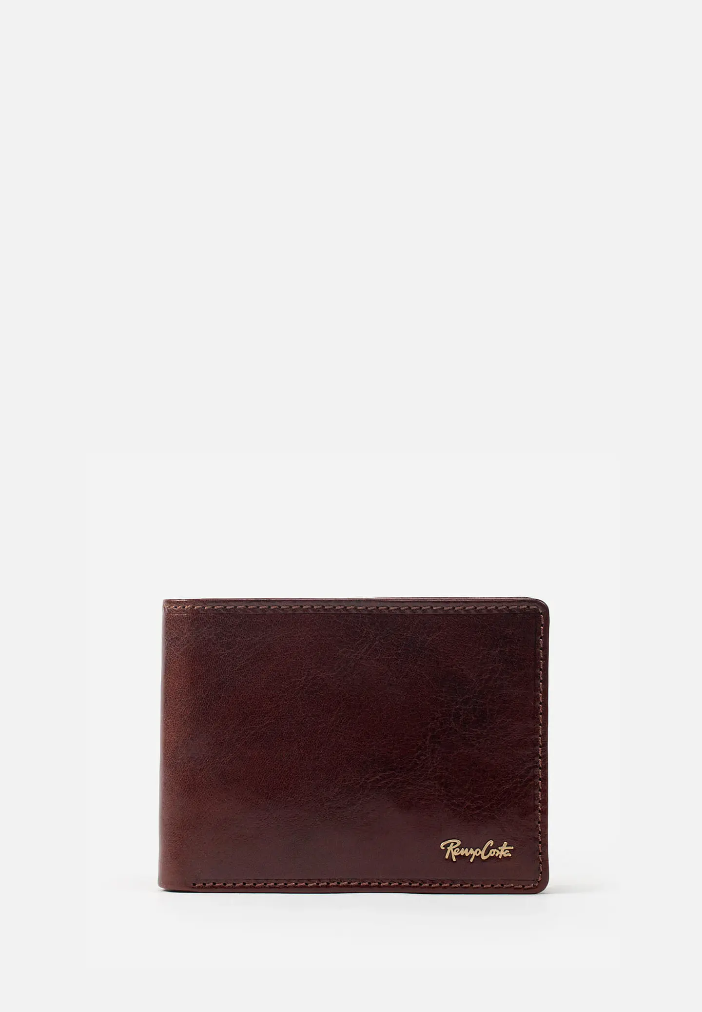 Billetera De Estilo Clásico Con Sencillera En Cuero Italiano 10