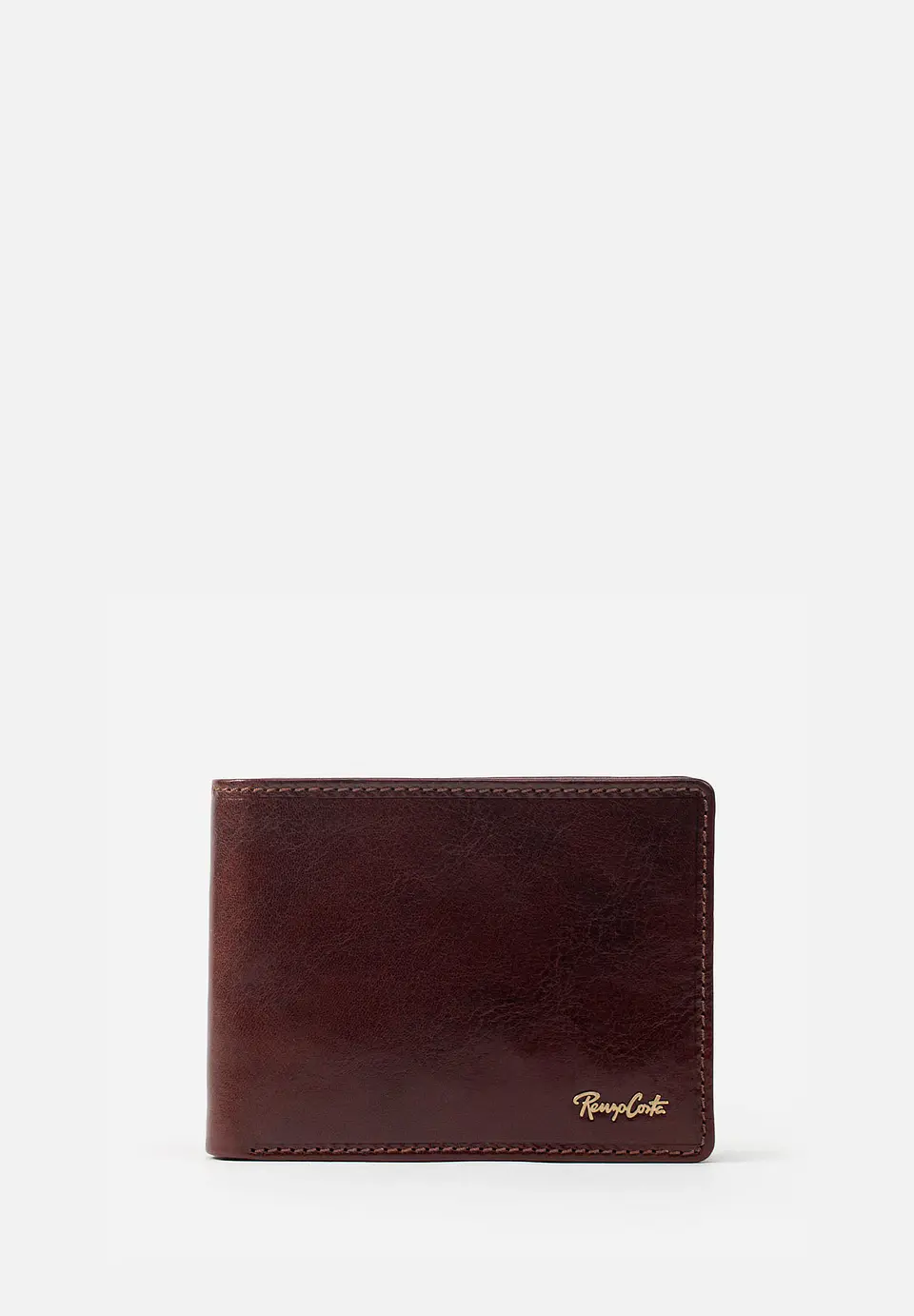 Billetera De Estilo Clásico Con Sencillera En Cuero Italiano 10
