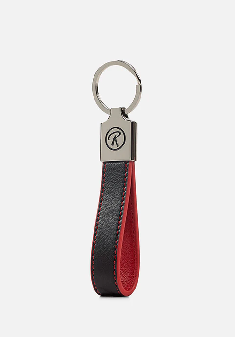Llavero De Cuero Liso Doble Tono Con Logo De Marca