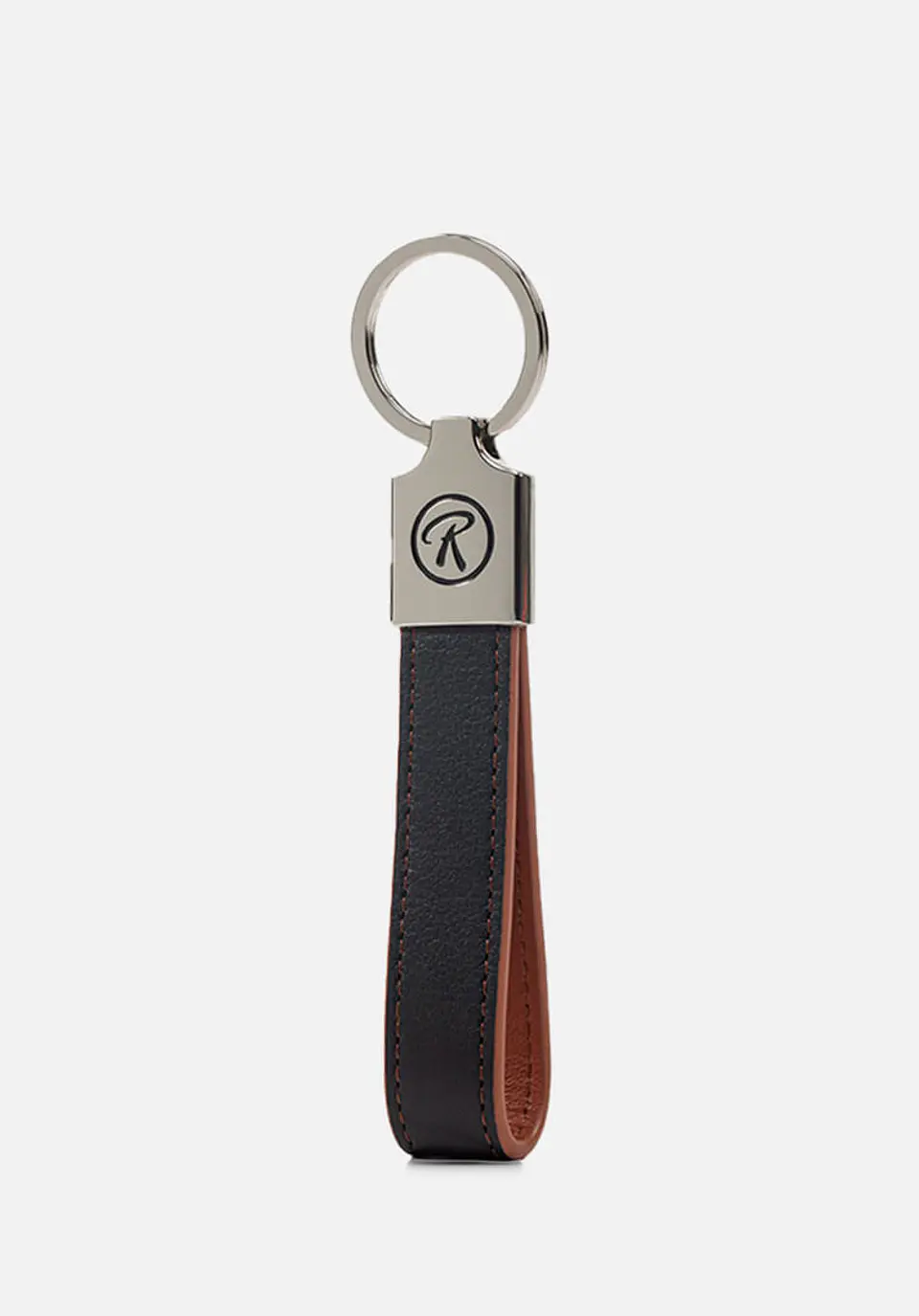 Llavero De Cuero Liso Doble Tono Con Logo De Marca 7