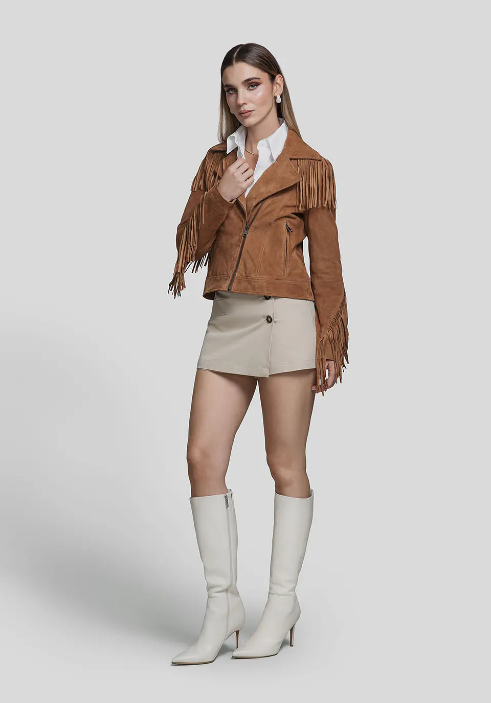 Casaca De Gamuza Biker Flecos 17