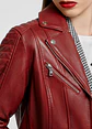 Casaca Estilo Biker En Cuero Color Entero - Miniatura 11