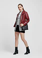 Casaca Estilo Biker En Cuero Color Entero - Miniatura 12