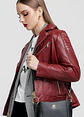 Casaca Estilo Biker En Cuero Color Entero - Miniatura 25