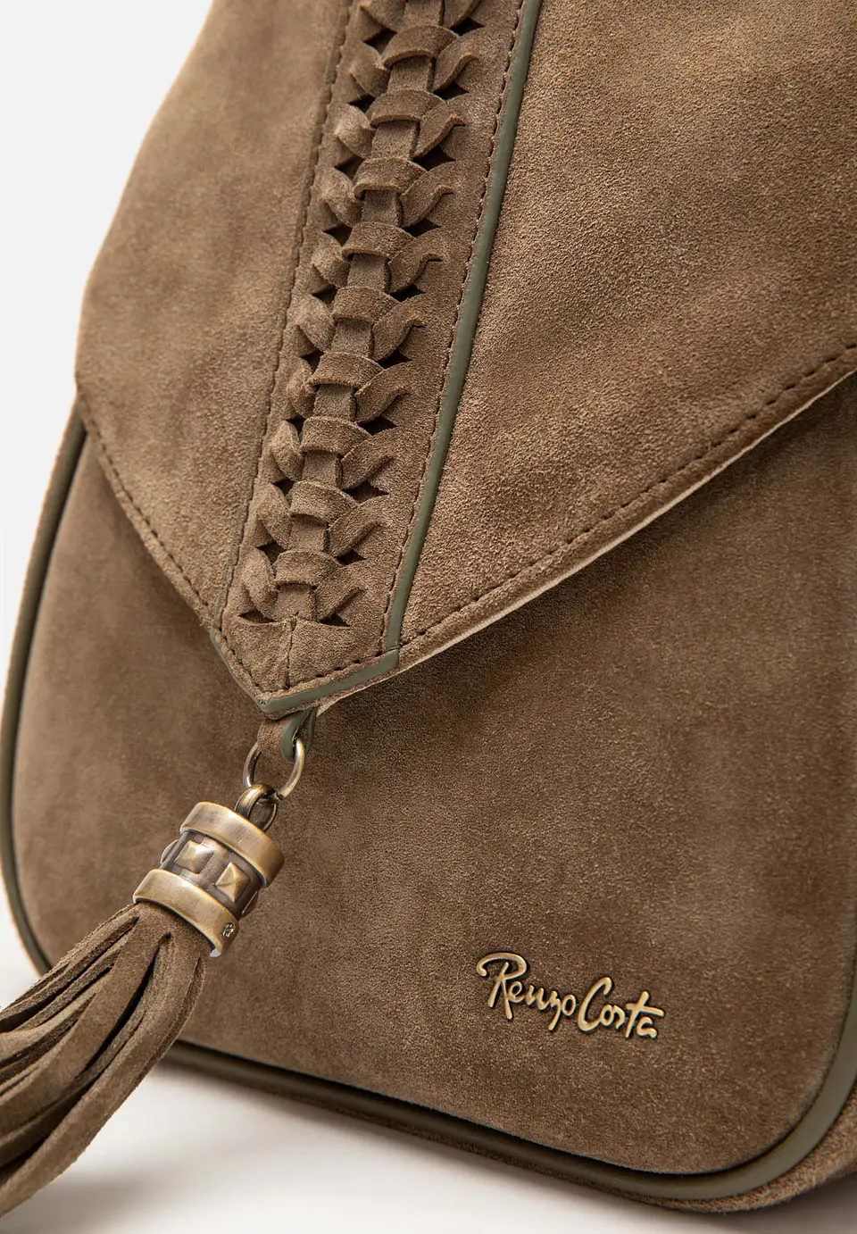 Mochila De Gamuza Flecos Boho 10