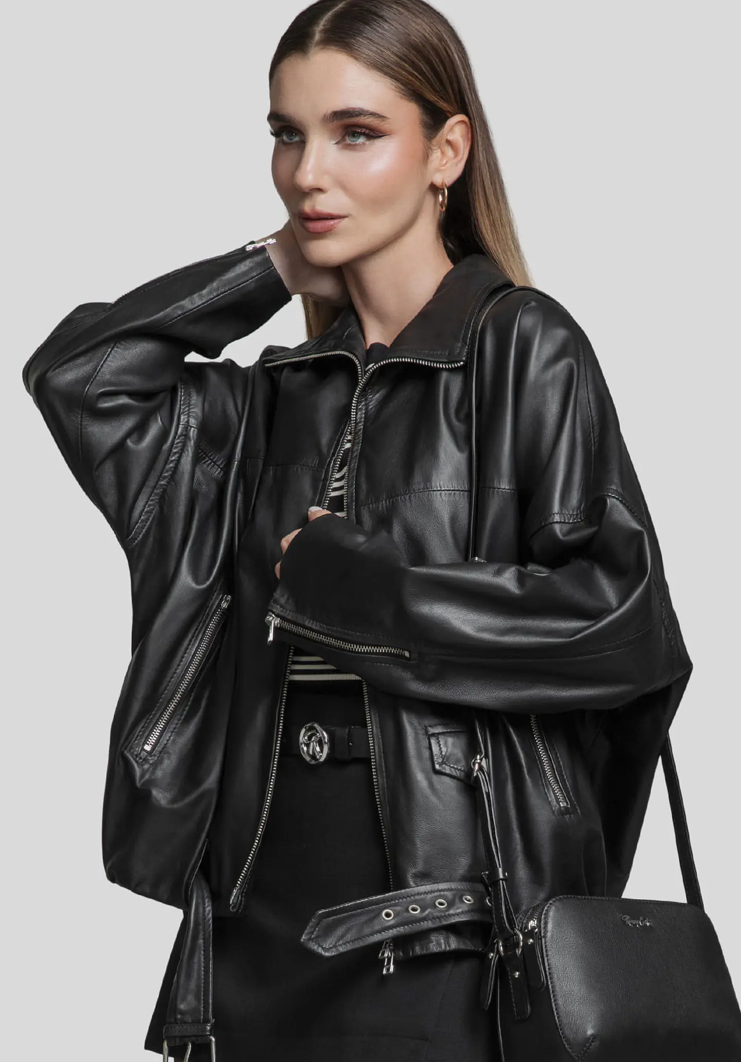Casaca Cuero Mujer Bomber 9
