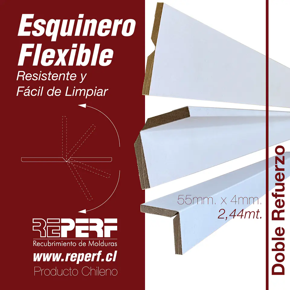 Esquinero Flexible Folio Blanco 4x55 mm x 2.4 m 1