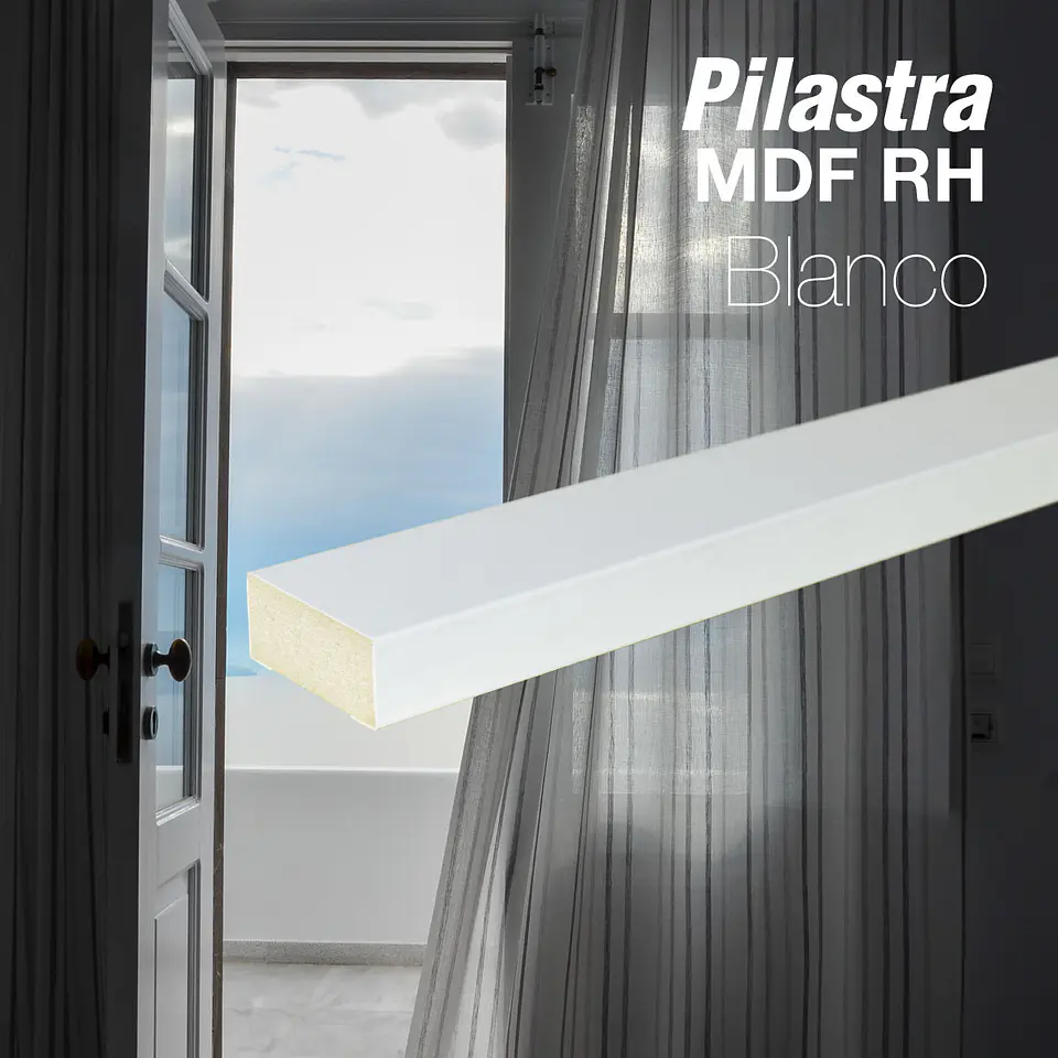 Moldura Recta MDF Folio Blanco 15x40 mm x 2.4 m 1