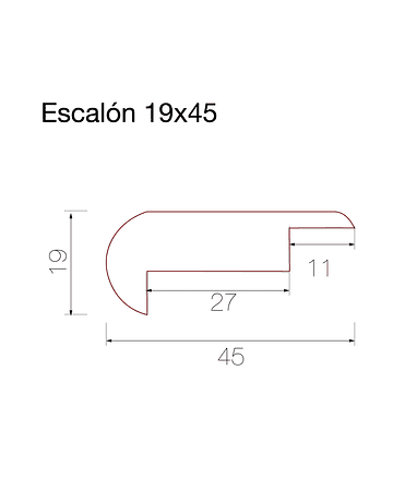 Escalón 20x48mm Mdf Recub. Film Melaminico Reforzado Pur Nogal