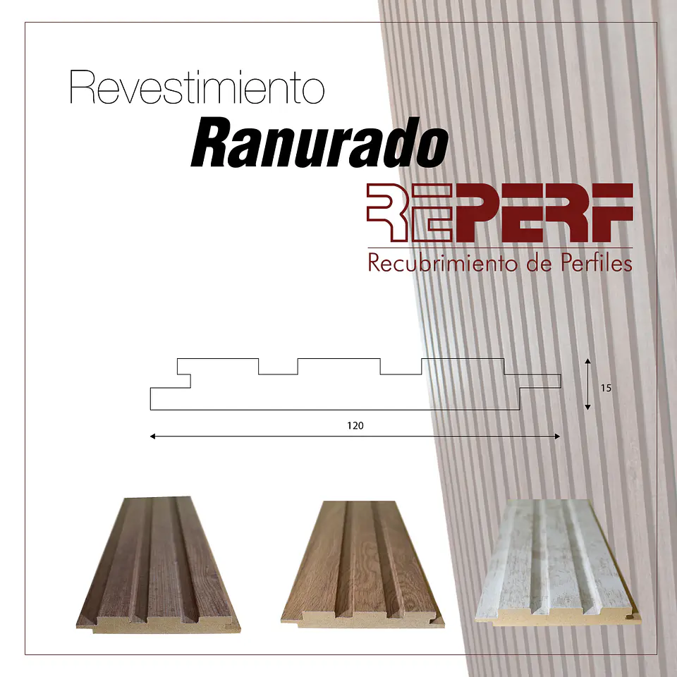 Revestimiento Interior Perfil 9Ranurado Folio Ceniza 15x120 mm x 2.4 m 3