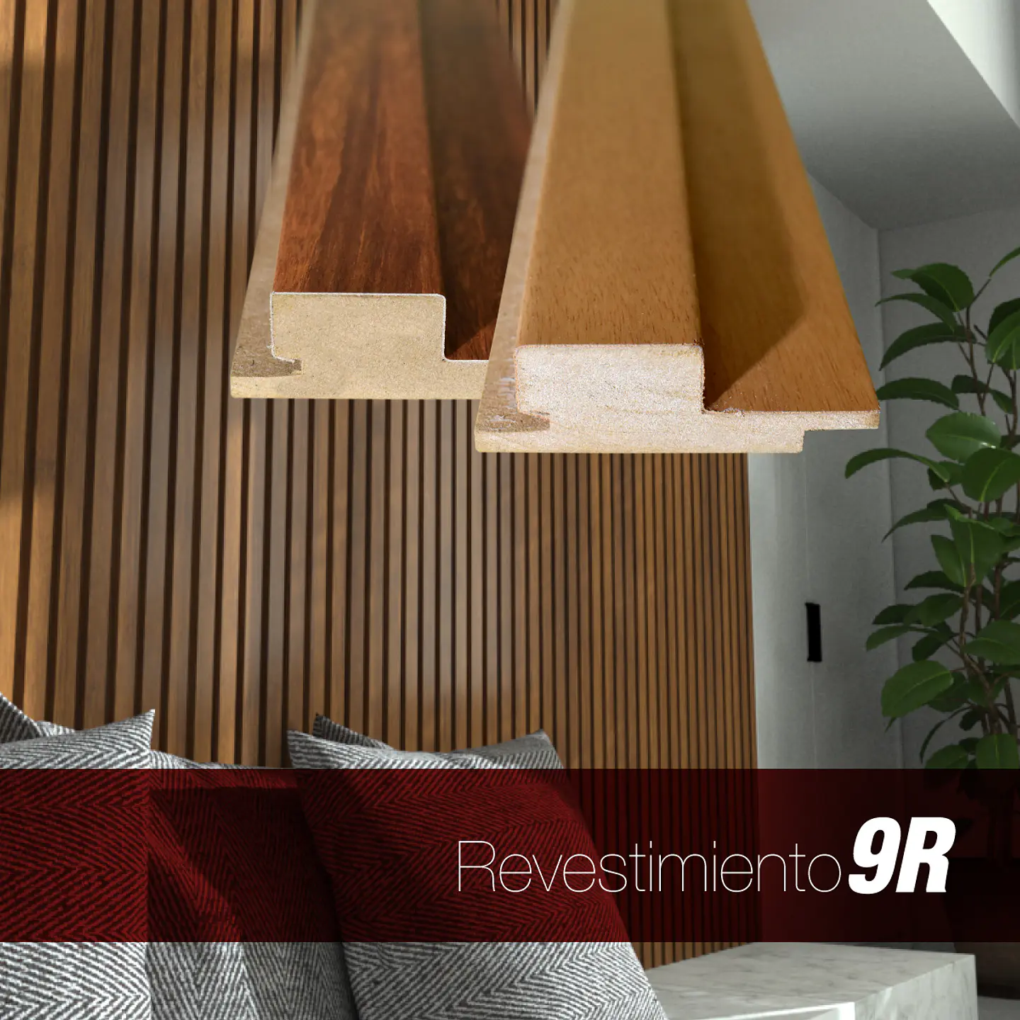 Revestimiento Interior Perfil 9R MDF Enchapado Jequetiba Barniz 25x80 mm x 2.4 m 2