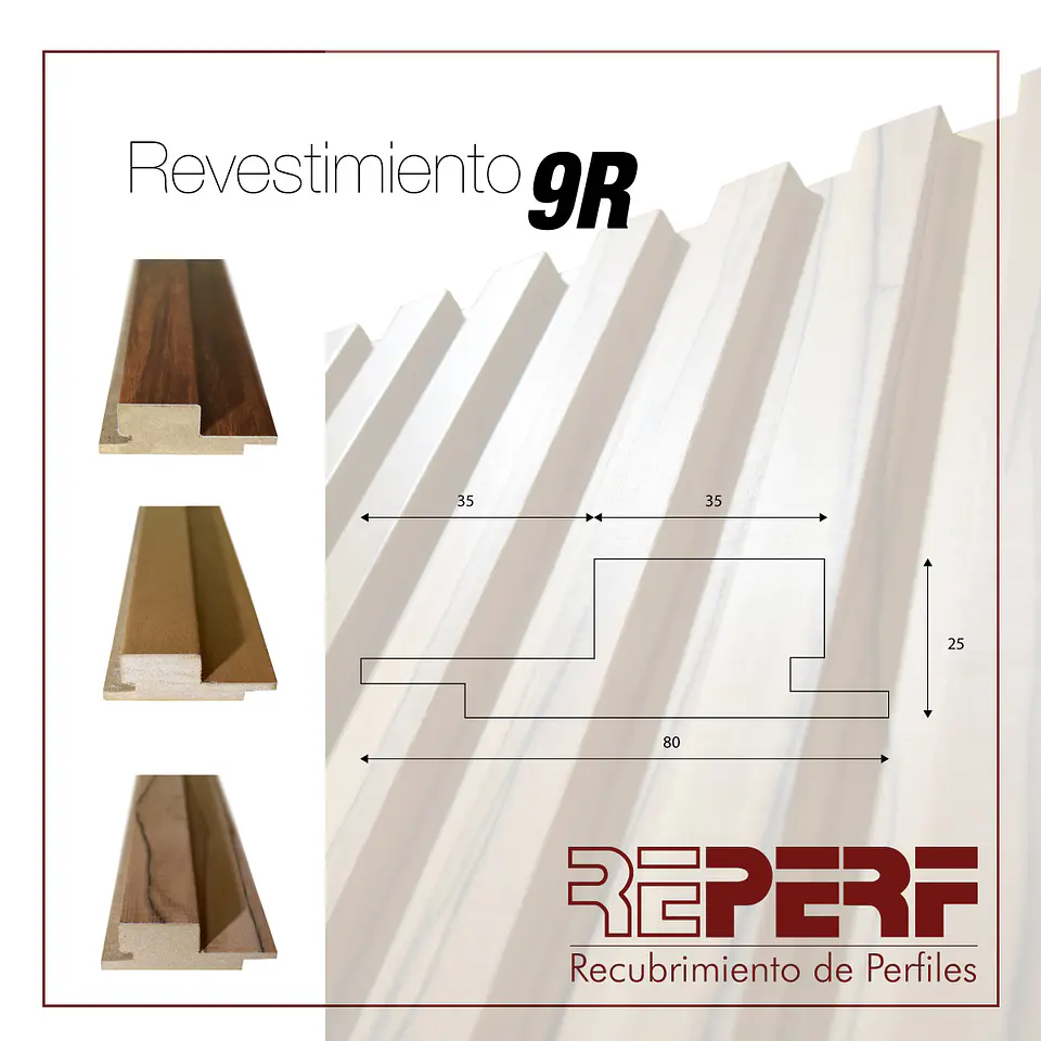 Revestimiento Interior Perfil 9R MDF Enchapado Encina Blanca Rec. 25x80 mm x 2.4 m 3