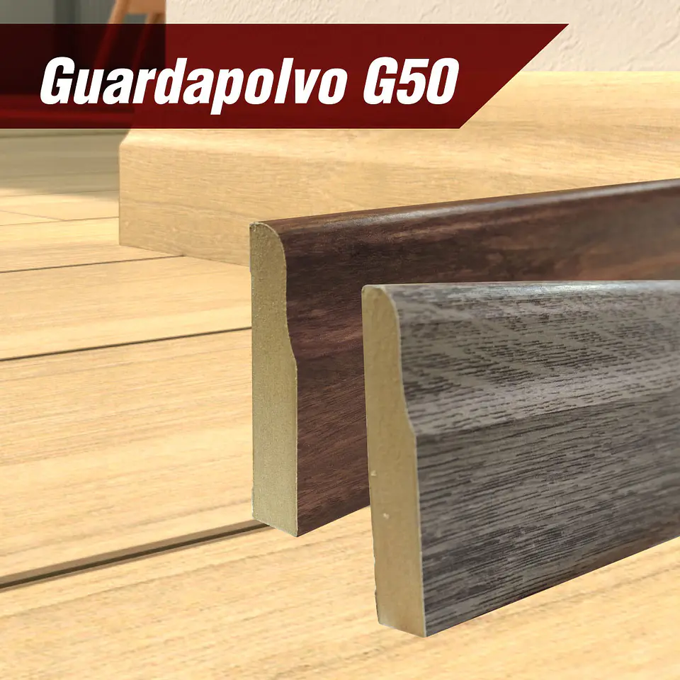 Guardapolvo G-50 MDF Folio Replica Mara UV 19x90 mm x 2.4 m 2