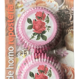 Capsulas Cupcake Diseño F Rosa-tallo 100 Un