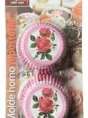 Capsulas Cupcake Diseño F Rosa-tallo 100 Un
