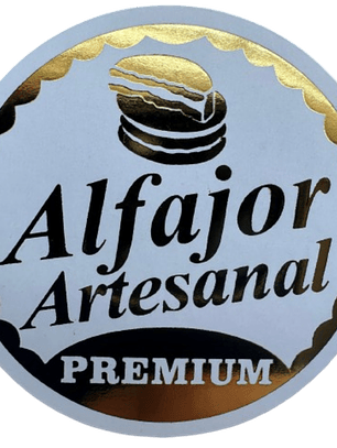 Sticker Alfajor Blanco Dorado 38mm 100un