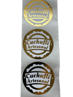 Sticker Cuchufli Artesanal Dorado 38mm 100un
