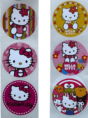 Sticker Hello Kitty 6 Diseños 38mm 100un