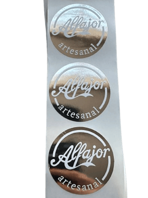 Sticker Alfajor Plateado 100 unidades 38mm