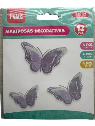 Mariposas Decorativas Purpura Tornasol 12pcs