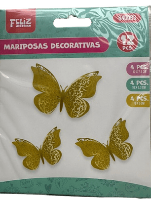 Mariposas Decorativas Doradas 12pcs