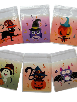Bolsas Halloween D 10x10+2cm autoadhesivas 100 un