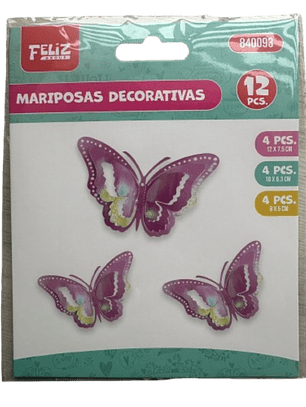 Mariposas Decorativas Rosadas Tornasol 12pcs