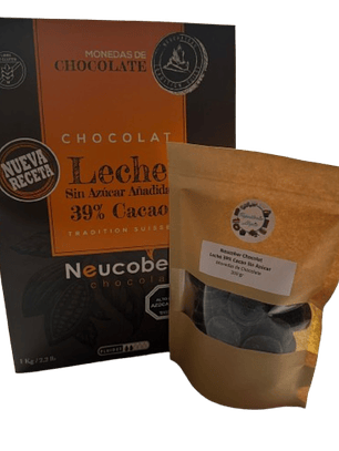 808 Monedas Leche 39% cacao Sin Azucar 200gr