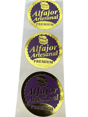 Sticker Alfajor Morado 100 unidades 38mm