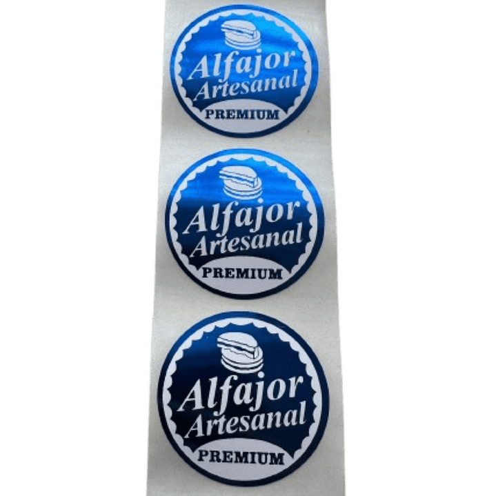 Sticker Alfajor Azul Rey 38mm 100un 2