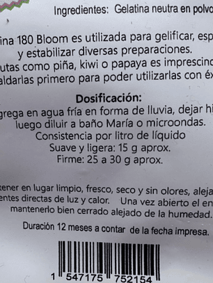 Gelatina Neutra 180 Bloom Kreatortas 100gr
