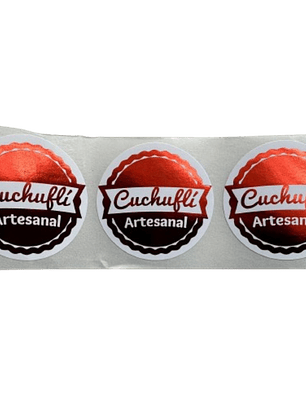 Sticker Cuchufli Artesanal Rojo 38mm 100un