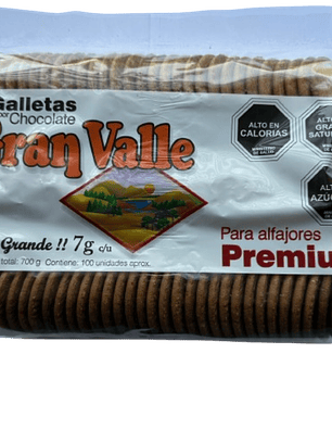 Galletas Alfajor Gran Valle Chocolate 100 Unidades