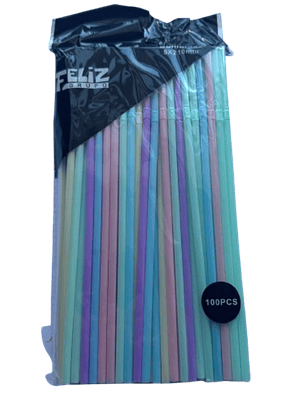 Bombilla Multicolor Pastel 2,5x16cm Plastico 100un