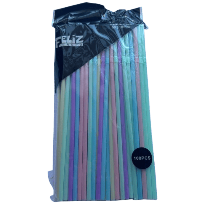 Bombilla Multicolor Pastel 2,5x16cm Plastico 100un 1