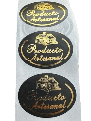 Sticker Producto Artesanal Negro 100 un 4x3cm