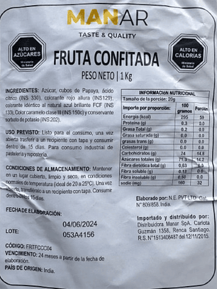Fruta Confitada Manar 1 Kg