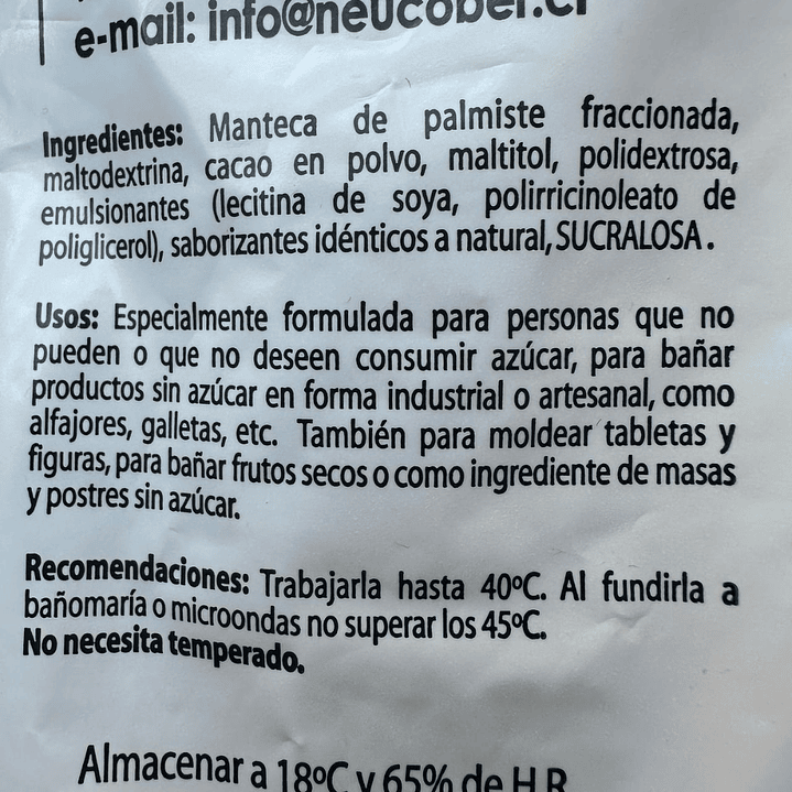 Gotas Chocolate Suced. Semibitter SA Neucober 1kg 3