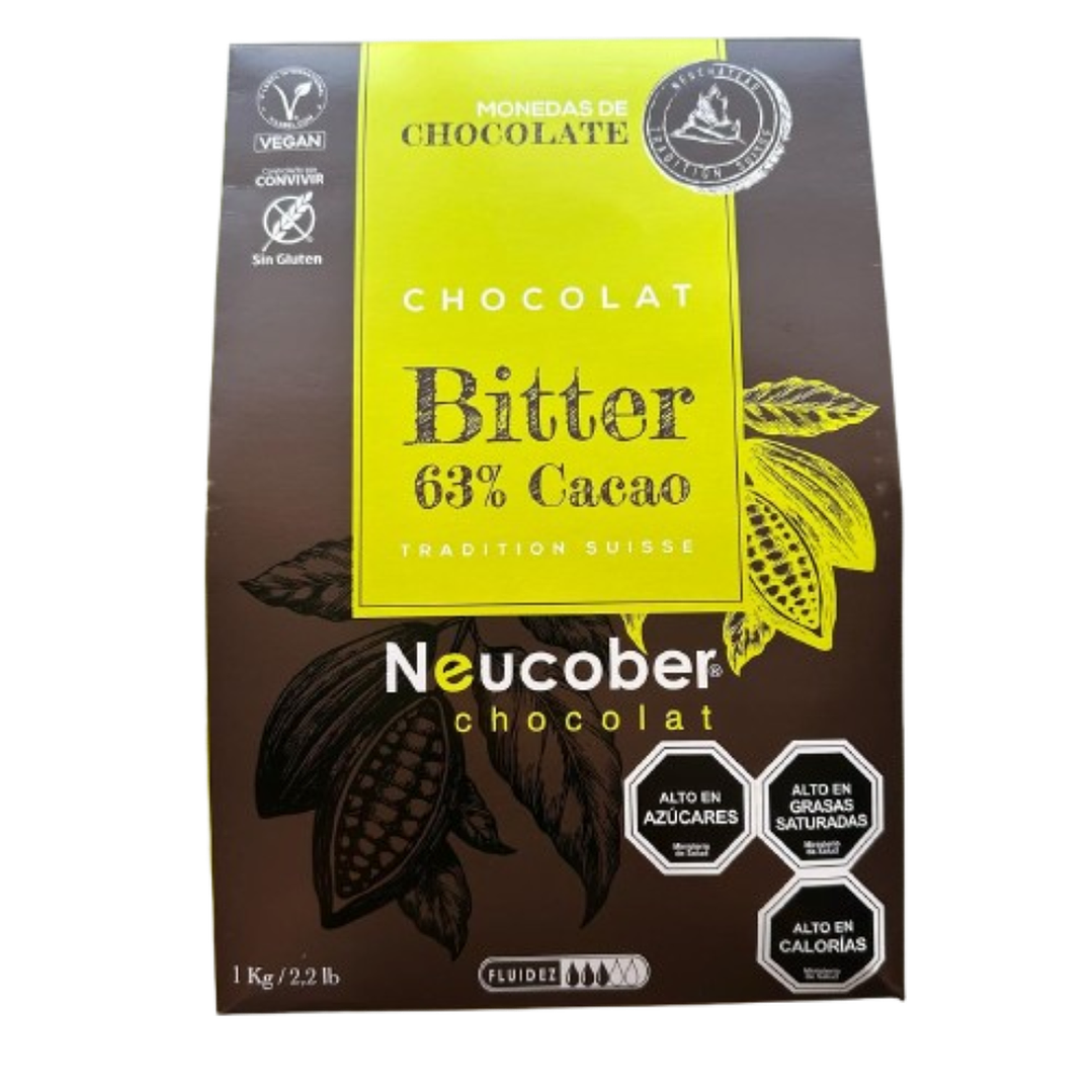 Monedas Chocolate Bitter 63% Cacao Neucober 1kg 1