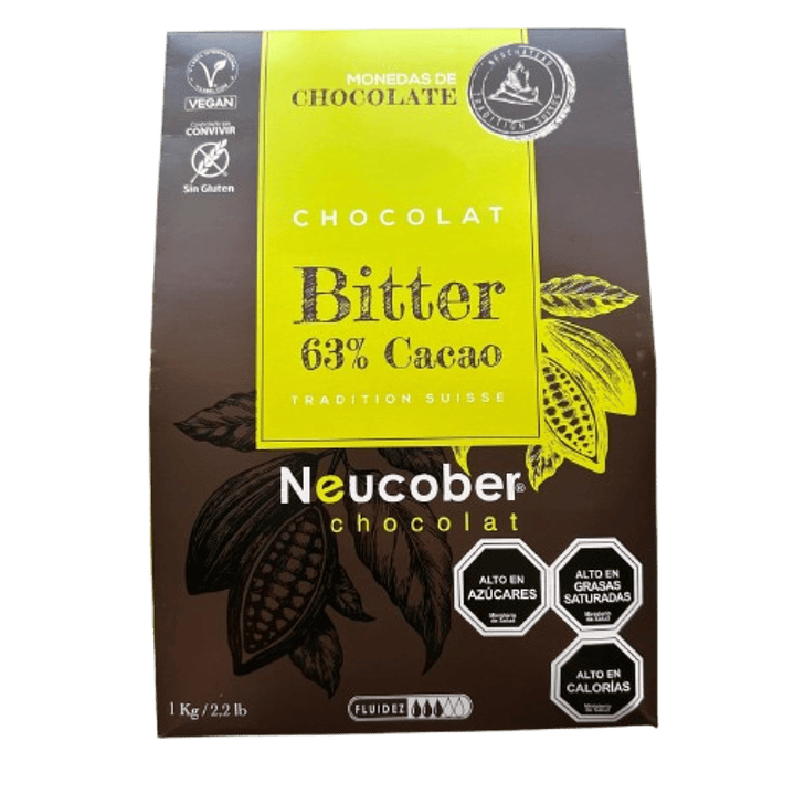 Monedas Chocolate Bitter 63% Cacao Neucober 1kg 1
