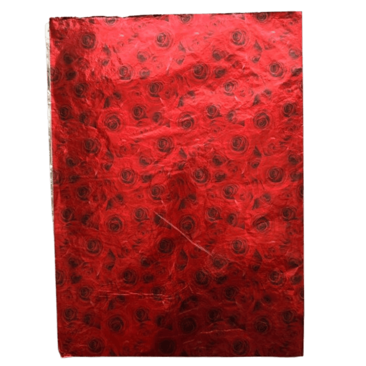 Pliego Papel Aluminio Rojo Rosas 43,5cm x 58,5cm 1