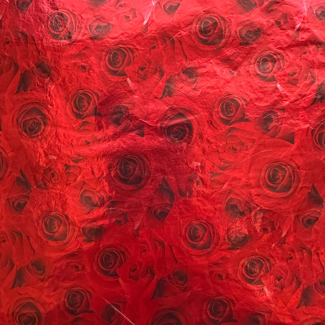Pliego Papel Aluminio Rojo Rosas 43,5cm x 58,5cm 3