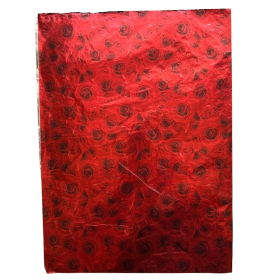 Pack 5 Pliego Papel Aluminio Rojo Rosas 43x58cm 1