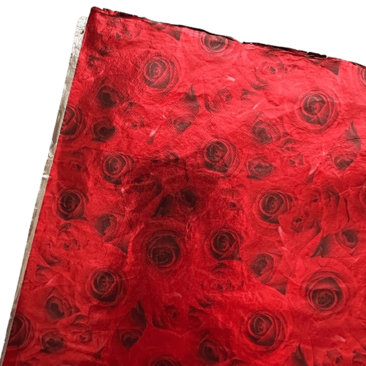 Pack 5 Pliego Papel Aluminio Rojo Rosas 43x58cm 2