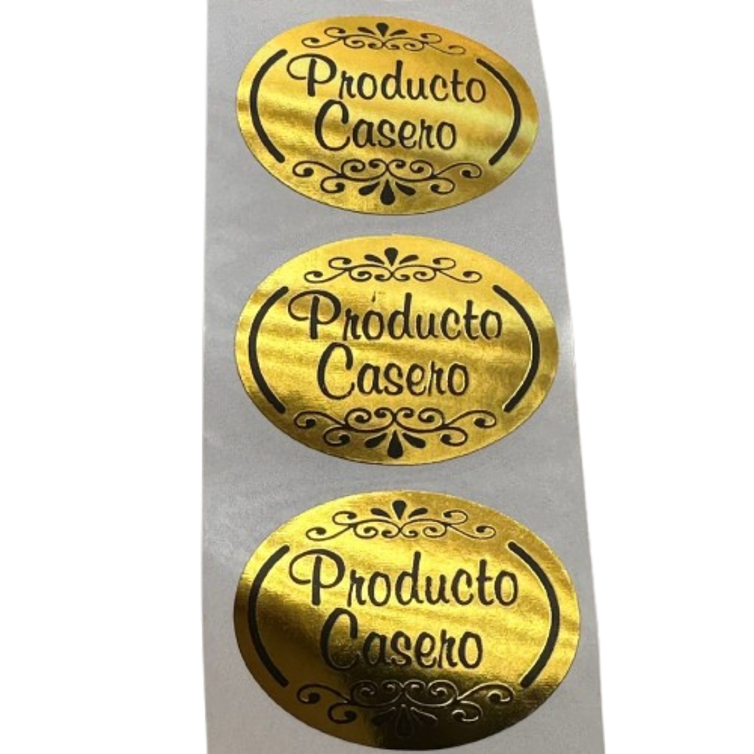 Sticker Producto Casero Dorado 100un 2