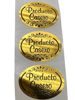 Sticker Producto Casero Dorado 100un