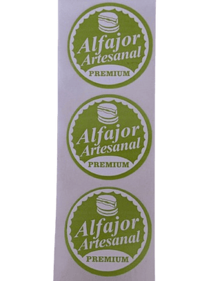 Sticker Alfajor Verde Pistacho 100 unidades 38mm
